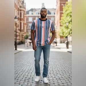80’s Vintage Guess men’s  Striped Short Sleeve Tee
